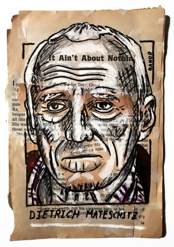 Dietrich Mateschitz Portrait Painting Collage By Danor Shtruzman Using Old Bookpapers