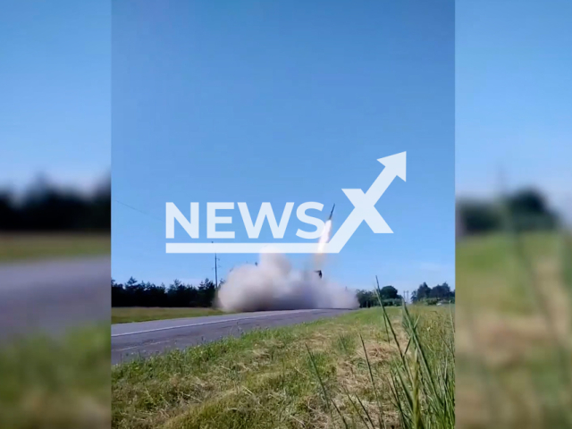 Russian Artillery fire at the Ukrainian advancing troops towards Shebekino in the Belgorod Oblast in Russia on Thursday, Jun. 1, 2023. According the Russian MoD more than 50 Ukrainian soldiers, four armored combat vehicles, a combat vehicle of the BM-21 Grad multiple launch rocket system, and one pickup truck were destroyed in the border area from Ukraine. Notes: Photo is screen from a video. (Ministry of Defense of Russia/Newsflash)