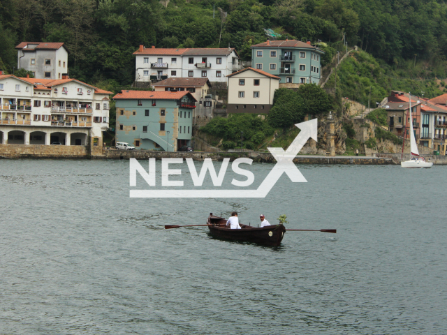 A boat made of made with 1,700 kilogrames of chocolate is launched in Pasaia, Spain, on Thursday , June 1, 2023. The boat sailed for more than half an hour, it was built by  built by the confectioners of Gozoa and the carpenters of the Albaola pasaitarra school. Note: Licensed photo.    (Gozoa - Artisau Gozogileak/Newsflash)