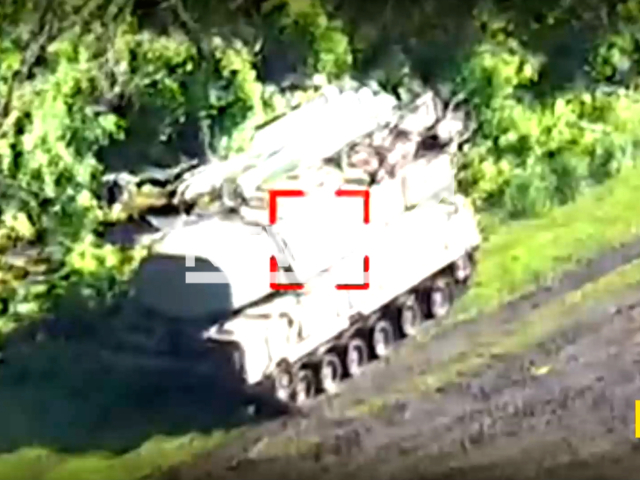 Ukrainian drone heads towards Russian BUK-M1 surface-to-air missile system in Ukraine in undated footage. The footage was released by Security Service of Ukraine on Saturday, June, 3, 2023.
Notes: Photo is screen from a video. (@SBUkr/Newsflash)