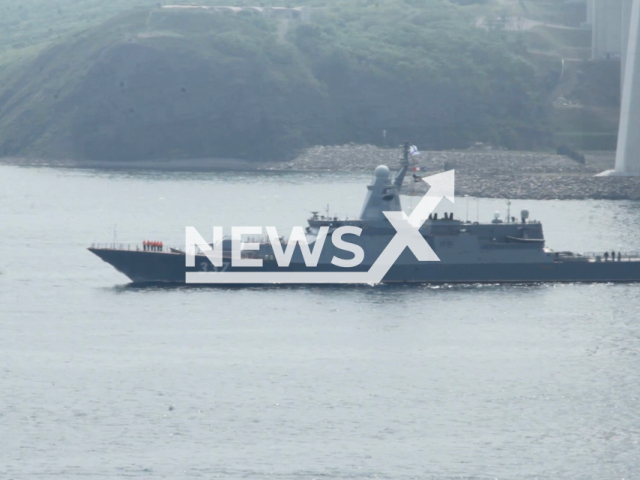 Russia starts large scale naval exercises in Japan and Okhotsk Seas waters on Monday, Jun. 5, 2023. According to Russian MoD over 60 warships, 35 aircraft, and 11,000 military personnel participate in Russia's Pacific Fleet exercises.
Notes: Photo is screen from a video. (Ministry of Defense of Russia/Newsflash)