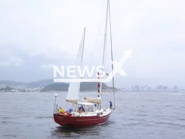 Picture shows the sailboat Pros, undated. It disappeared due to the typhoon Mawar. Note: Image is a screenshot from video. (Newsflash)