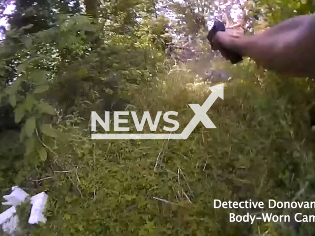 Picture shows detective Donovan Coble's point of view of the shooting that occurred in Nashville, Tennessee, on Thursday, June 1, 2023. Detective Coble, 33, was shot and fortunately, is currently in stable condition. Note: Picture is a screenshot from a video (@metropolitannashvillepolic9544/Newsflash)