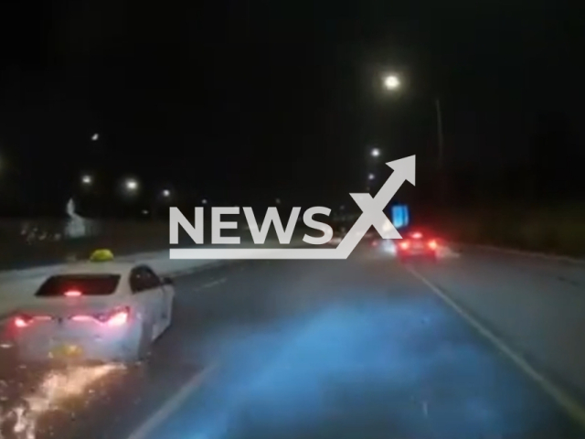 Photo shows a vehicle causes a multiple-vehicle collision in Ramla, Israel, Friday, May 26, 2023. The investigation continues in an attempt to identify the suspect driver in the incident. Note: This picture is a screenshot from the video. (Newsflash)