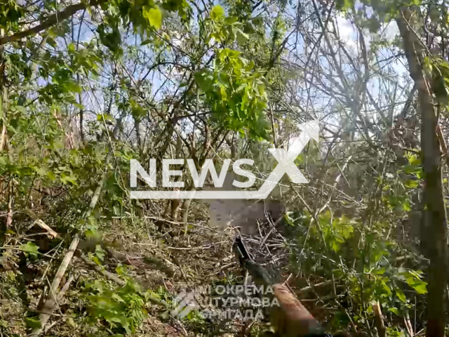 Ukrainian troops attack the flanks around Bakhmut in Ukraine in undated footage. The footage was released by the Office of Strategic Communications on Tuesday, Jun. 6, 2023.
Notes: Photo is screen from a video. (@ab3army/Newsflash)