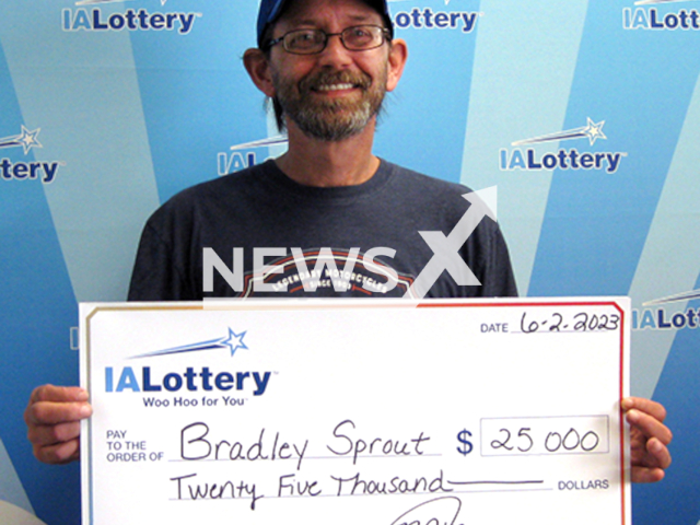 Photo shows Bradley Sprout, 51, undated. He won USD 25,000 after he bought a ticket at a Hy-Vee store in Bettendorf, Iowa, USA. Note: Licensed photo (Iowa Lottery/Newsflash)