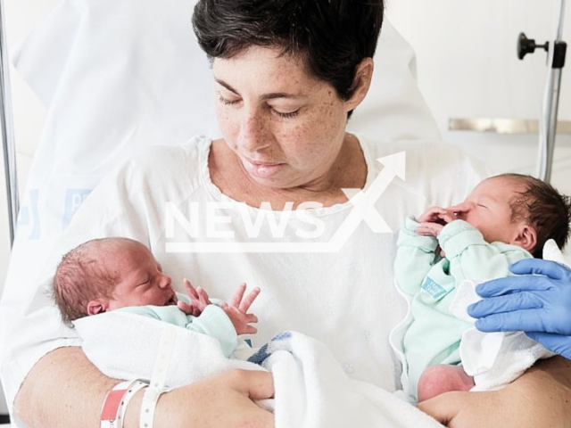 Picture shows   former tennis player Carla Suarez, 34, and her twin daughters Noa and Ona, undated. She and her partner Olga Garcia, 31, showed their daughters born in Logrono, Spain, on Friday, June 2, 2023.  
 Note: Private photo.  (@carlasuareznava/Newsflash)