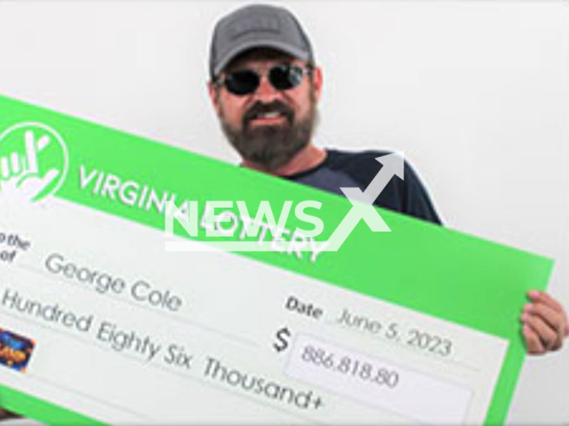 George Cole poses with his lottery winning check, undated. He said 'Somebody’s got to win it. It might as well be me' about winning the largest-ever online prize since the Virginia Lottery began online play.  Note: Licensed photo.  (Virginia Lottery/Newsflash)