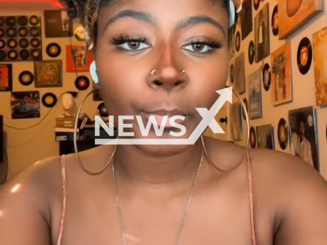 Bria Blake (20) from Newton County, Georgia, a full time student at GSU, explaining why professor called the police on two students who were late for class. Note: Picture is a screenshot from a video (@briaisok/Newsflash)