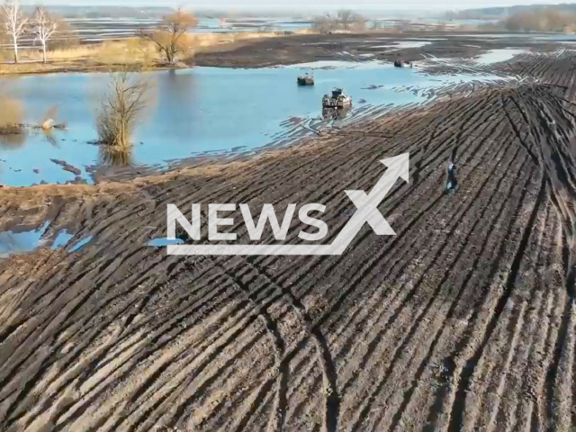 Several abandoned vehicles of the Russian Army near the Irpin River, in Ukraine, in April, 2022. Note: Picture is a screenshot from a video (Ukrainian Land Forces/Newsflash)