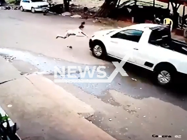 A child is hit by a car in Ri Verde, Brazil, Saturday, June 10, 2023. The child was taken to the hospital with abrasions. Note: Picture is a screenshot from a video (Newsflash)