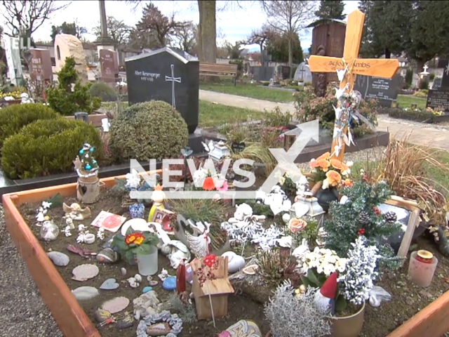 Image shows the grave of Ayleen Ambs, 14, undated photo. She was found dead in a lake in Gottenheim, Germany, on Friday, July 29, 2022. Note: Photo is a screenshot from a video. (Newsflash)