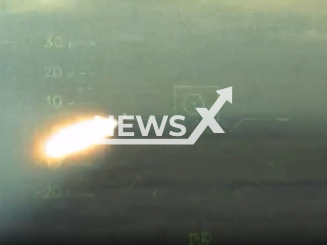 Russian army shoots at Ukrainian armoured fighting vehicle in Zaporizhzhia direction of Ukraine in undated footage. The footage was released by the Russian MoD on Wednesday, June 14, 2023. Note: Picture is a screenshot from a video (@mod_russia/Newsflash)