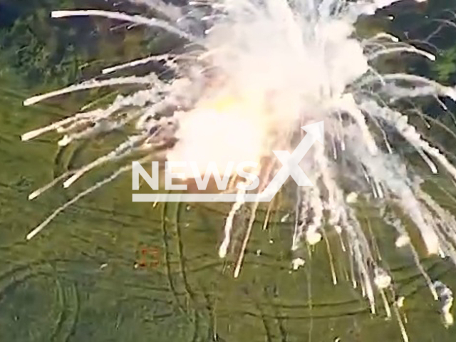 Massive explosion erupts as Ukrainian troops blow up Russian war machine on the Tavria axis in the south of Ukraine in undated footage. The footage was released by Oleksandr Tarnavskyi, Commander of the operational grouping of troops "Tavria" on Wednesday, June 14, 2023. Note: Picture is a screenshot from a video (@otarnavskiy/Newsflash)