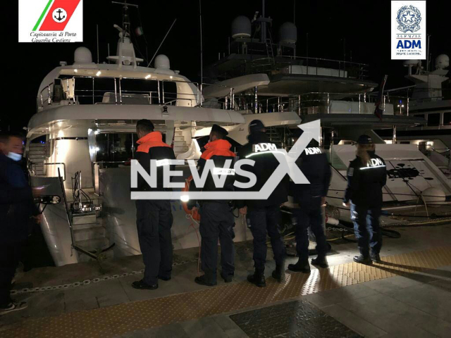 Customs Office and Port Authority seized the 3.3 million euro Russian yacht 'New Vogue' in Imperia, Italy.
Note: Government photo(@adm.gov.it/Newsflash).