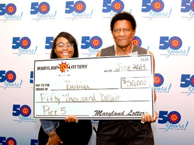 Image shows the lucky winner called 'Bubba', aged 76, from the city of Windsor Mill, Maryland State, USA, undated photo. He won USD 50,000 (GBP 39,094) on the lottery in June 2023. Note: Licensed content. (Maryland Lottery/Newsflash)