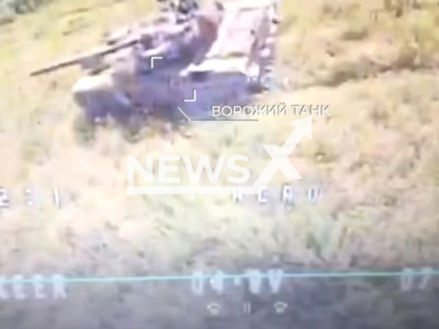 Ukrainian drone flies to blow up Russian tank in Ukraine in undated footage. The footage was released by the 47th Separate Mechanized Brigade "Magura" on Sunday, June 18, 2023. Note: Picture is a screenshot from a video (@47brigade/Newsflash)