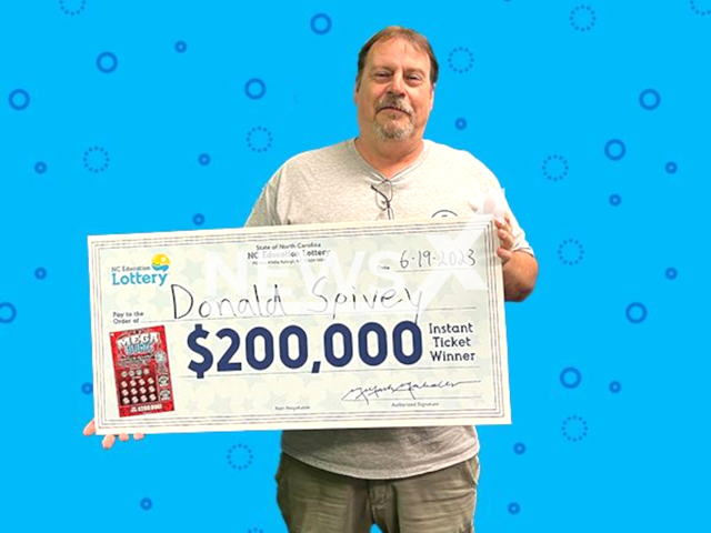 Donald Spivey from Tabor City, North Carolina State, USA, poses in undated photo. He won USD 200,000 (GBP 157,000) on the lottery in June 2023. Note: Licensed content. (North Carolina Education Lottery/Newsflash)