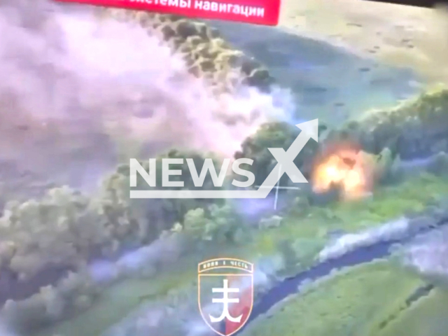 Ukrainian artillerymen blow up Russian war machine in Donetsk region, Ukraine in undated footage. The footage was released by the 35th separate marine infantry brigade on Tuesday, June 20, 2023. Note: Picture is a screenshot from a video (@35obrmp/Newsflash)