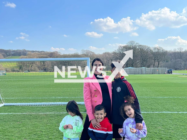 Georgina Rodriguez, 28, girlfriend of Cristiano Ronaldo with the children she shares with him. Note: Private photo.  (@georginagio/Newsflash)