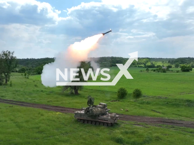 Russian Tor-M1 anti-aircraft missile system shoots at Ukrainian air targets in the Krasny Liman region, Donetsk Oblast, Ukraine in undated footage. The footage was released by the Russian MoD on Wednesday, June 21, 2023. Note: Picture is a screenshot from a video (@mod_russia)