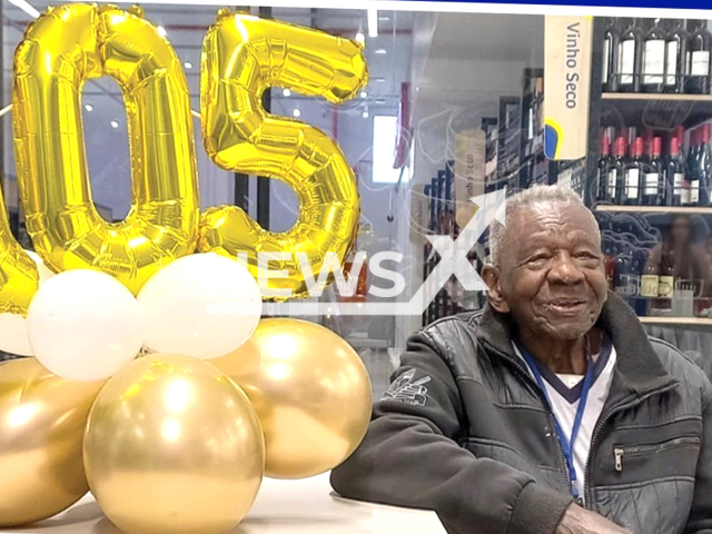 Photo shows Jose Bernardo da Silva, 105, undated. Jose Bernardo da Silva, the oldest person in Brazil, works at a supermarket in Pouso Alegre, Brazil. Note: Picture is private (@unissul.centerbox/Newsflash)