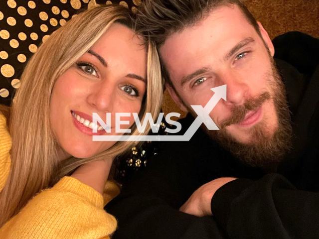 David de Gea and Edurne pose  in undated photo. After twelve years together, they will allegedly marry in the summer of 2023, on the island of Menorca, Spain. Note: Private photo.  (@d_degeaofficial/Newsflash)