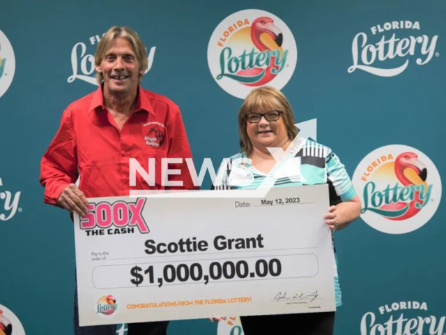 Scottie Grant, 58, from the area of Molino, Florida State, USA, poses in undated photo. He won his second USD one million (GBP 782,370) on the lottery in June 2023. Note: Licensed content. (Florida Lottery/Newsflash)