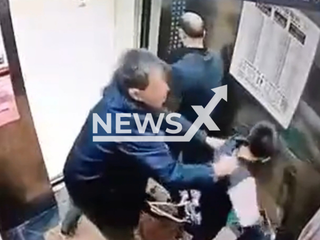 Man attacks boy for refusing to move bicycle in elevator in Chongqing, China, on 27th March 2022. Note: Picture is a screenshot from a video (AsiaWire)