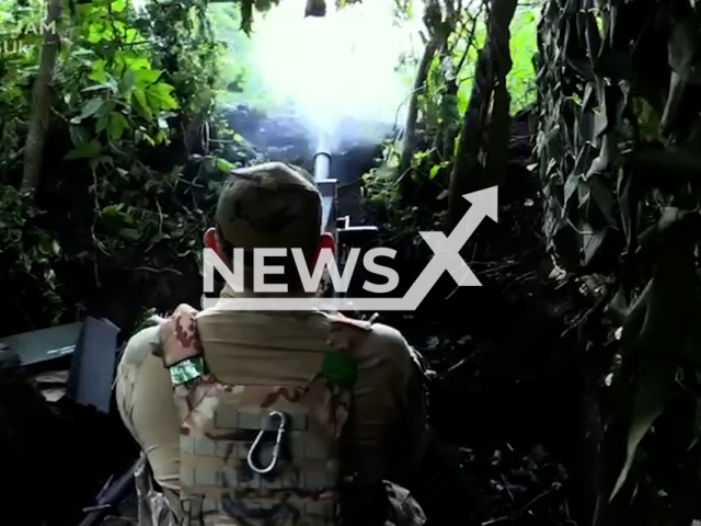 Ukrainian fighters target Russian military positions using grenade launchers near Bakhmut in Ukraine in undated footage. The footage was released by the State Border Service of Ukraine on Tuesday, Jun. 27, 2023.
Notes: Photo is screen from a video. (@DPSUkr/Newsflash)