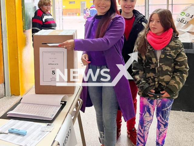 Mayor of Anisacate, Argentina, Natalia Contini voteing  in undated photo. She was abandoned by family at the age of 4 and leaved on the street until she was adopted at age 9.  Note: Private photo.  (@nataliacontiniok/Newsflash)