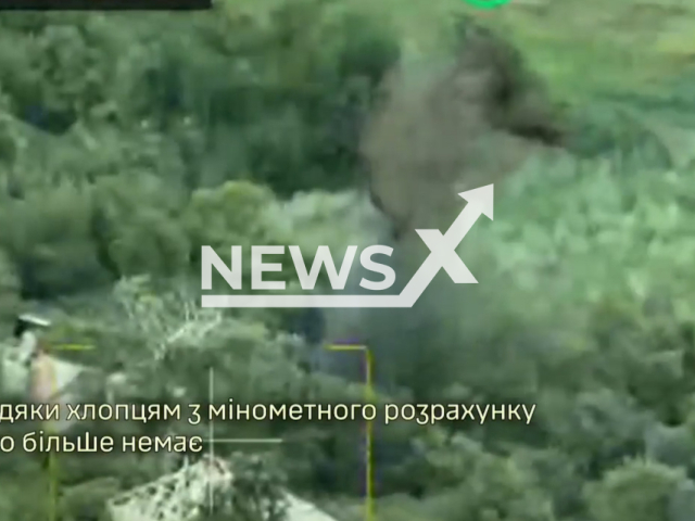 Ukrainian fighters destroy Russian air defense control post by mortars fire in Ukraine in undated footage. The footage was released by 32nd Separate Mechanized Brigade on Tuesday, Jun. 27, 2023.
Notes: Photo is screen from a video. (@32OMB/Newsflash)