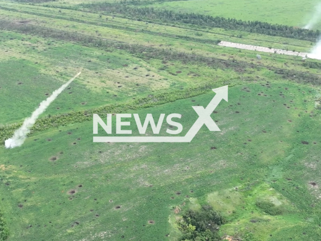 Ukrainian fighters hit the Russian military positions in the Donetsk region in Ukraine in undated footage. The footage was released by 28th separate mechanized brigade on Tuesday, Jun. 27, 2023.
Notes: Photo is screen from a video. (@28mechanizedbrigade/Newsflash)