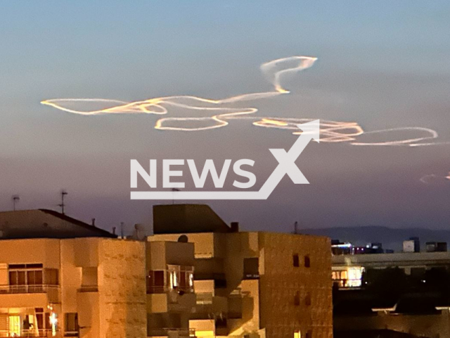 Picture shows the  mysterious trail  in the sky in Spain, on Monday, June 26, 2023. It was a  VMAX hypersonic glider   test launched by the French army Note: Private photo.  (@jcapitalone/Newsflash)