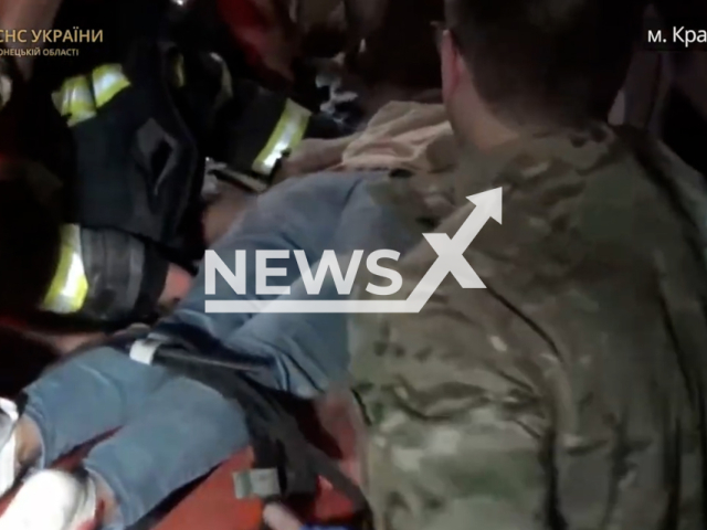 State Emergency workers rescuing people from the rubbles as a result of Russian missile attack on Kramatorsk in Ukraine on Tuesday. Jun. 27, 2023. According to the State Emergency Service of Ukraine number of dead has increased to 9, including 3 children.
Notes: Photo is screen from a video. (@dsns_telegram/Newsflash)