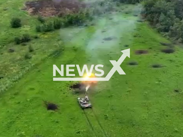 Ukrainian tank destroys Russian military positions near Bakhmut in Ukraine in undated footage. The footage was released by the 30th separate mechanized brigade on Wednesday, Jun. 28, 2023.
Notes: Photo is screen from a video. (@30brigade/Newsflash)