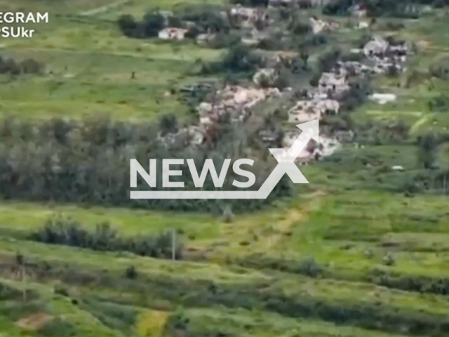 Ukrainian border guards destroy Russian ammunition depot near Bakhmut in Ukraine in undated footage. The footage was released by the State Border Service of Ukraine on Thursday, Jun. 29, 2023.
Notes: Photo is screen from a video. (@DPSUkr/Newsflash)