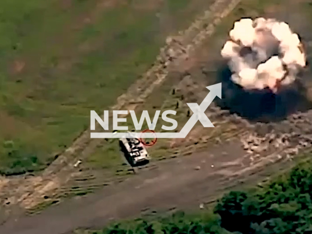 Russian soldiers flee in panic after being hit by the Ukrainian artillery on the battlefield in Ukraine in undated footage. The footage was released by the Oleksandr Tarnavskyi on Thursday, Jun. 29, 2023.
Notes: Photo is screen from a video. (@otarnavskiy/Newsflash)