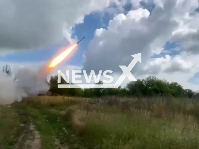 Ukrainian air defense destroys Russian Orlan-10 drone in Ukraine in undated footage. The footage was released by 36th separate marine brigade on Sunday, Jul. 02, 2023.
Notes: Photo is screen from a video. (@93OMBr/Newsflash)