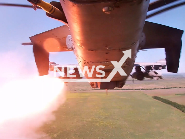 Russian Ka-52 launch missiles at Ukrainian military positions in Ukraine in undated footage. The footage was released by Russian MoD on Monday, Jul. 03, 2023.
Notes: Photo is screen from a video. (Ministry of Defense of Russia/Newsflash)