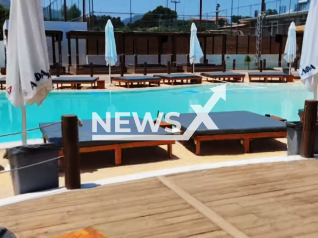 Photo shows the pool where the Irish tourist died in the Laganas area of ​​Zakynthos, Greece. The tragedy took place on  Sunday, June 25, 2023. Note: Photo is a screenshot from a video(Newsflash).