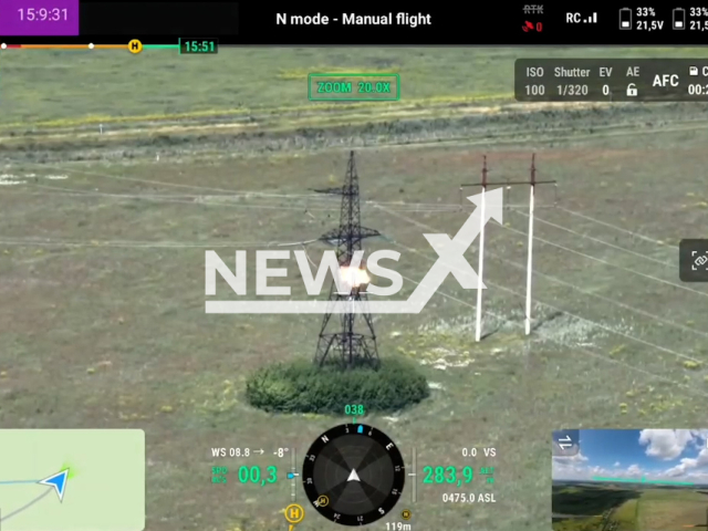 Ukrainian kamikaze drone destroys Russian surveillance camera in Ukraine in undated footage. The footage was released by 125th Separate Territorial Defense Brigade on Tuesday, Jul. 04, 2023.
Notes: Photo is screen from a video. (@125tro.lviv.ua/Newsflash)