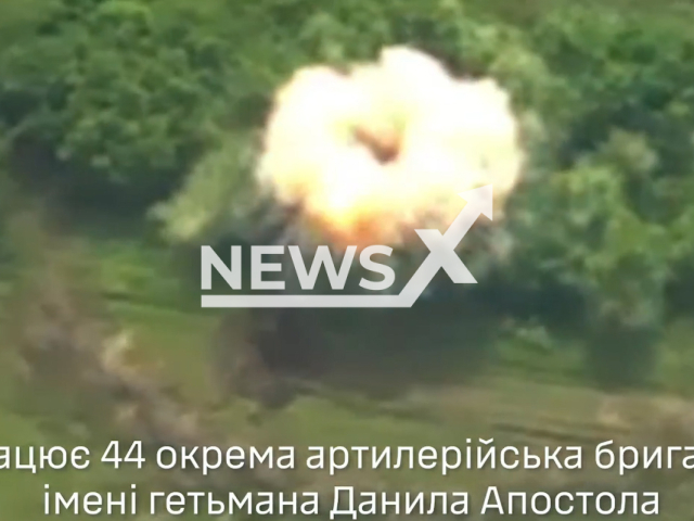 Ukrainian fighters destroy Russian military equipment on the frontlines in Ukraine in undated footage. The footage was released by 44th separate artillery brigade on Tuesday, Jul. 04, 2023.
Notes: Photo is screen from a video. (@44art.br/Newsflash)