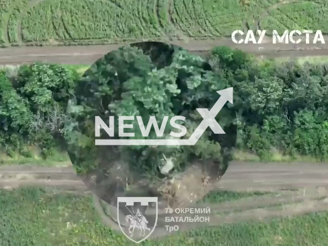 Picture shows Russian 2S19 Msta-S self-propelled howitzer on the frontlines in Ukraine in undated footage. The footage was released by 78th Separate Territorial Defense Battalion on Wednesday, Jul. 05, 2023.
Notes: Photo is screen from a video. (78th Separate Territorial Defense Battalion/Newsflash)