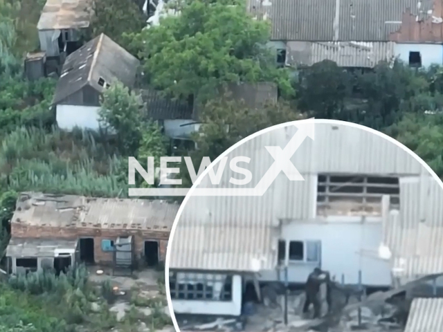 Ukrainian artillery demolishes a Russian settlement upon detection by aerial reconnaissance in Ukraine in undated footage. The footage was released by 36th separate marine brigade on Friday, Jul. 07, 2023.
Notes: Photo is screen from a video. (@36obmp/Newsflash)