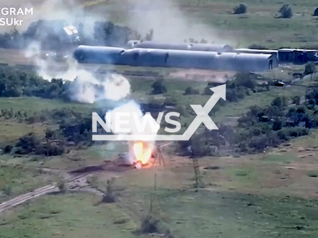 Air reconnaissance by the Border Guards in coordination with the artillery of the Armed Forces neutralizes Russian military equipment on the frontlines in Ukraine in undated footage. The footage was released by State Border Service of Ukraine on Friday, Jul. 07, 2023.
Notes: Photo is screen from a video. (@DPSUkr/Newsflash)