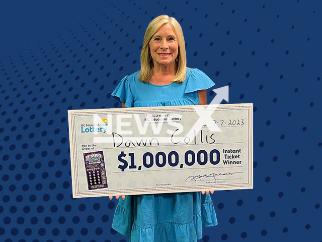 Photo shows Dawn Collis of Gastonia, North Carolina, USA, undated. She won USD one million prize after scratching her Jumbo Bucks lottery ticket. Note: Licensed photo (North Carolina Education Lottery/Newsflash)