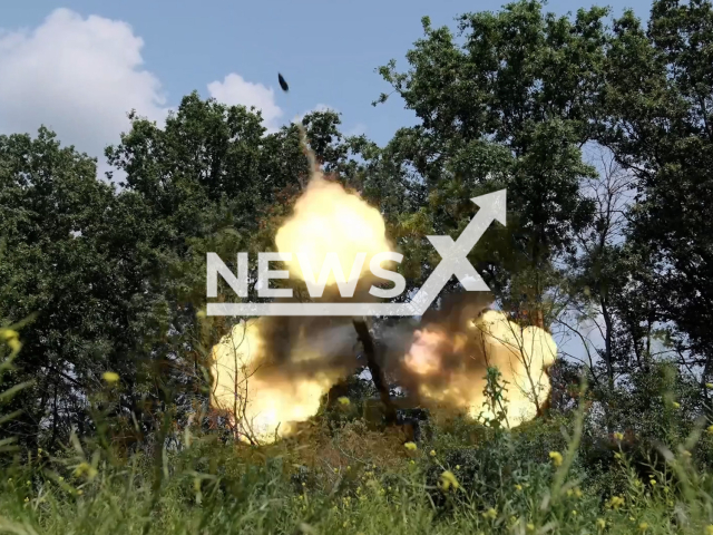 Russian artillery fire at Ukrainian military positions in the Lyman direction in undated footage. The footage was released by Russian MoD on Tuesday, Jul. 11, 2023.
Notes: Photo is screen from a video. (Ministry of Defense of Russia/Newsflash)