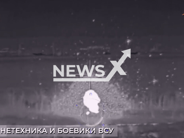 Russian fighters destroy Ukrainian column of Ukrainian armored vehicles near Bakhmut in Ukraine in undated footage. The footage was released by People's Militia of the DPR on Monday, Jul. 10, 2023.
Notes: Photo is screen from a video. (@nm_dnr/Newsflash)