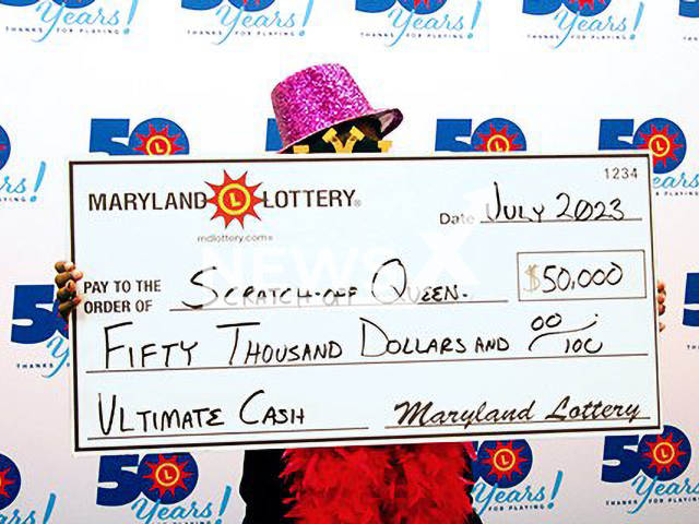 Image shows the 52-year-old lucky winner from the city of Baltimore, Maryland State, USA, undated photo. She won USD 50,000 (GBP 38,788) on the lottery for the second time in July 2023. Note: Licensed content. (Maryland Lottery/Newsflash)